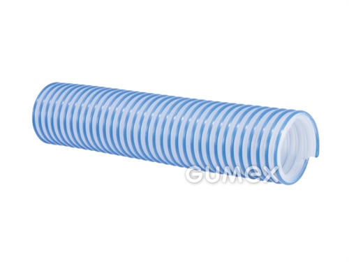 Hadica pre čistenie bazénov EVA POOL, 32/40,4mm, -0,5bar, PVC, -20°C/+60°C, transparentná s modrou špirálou